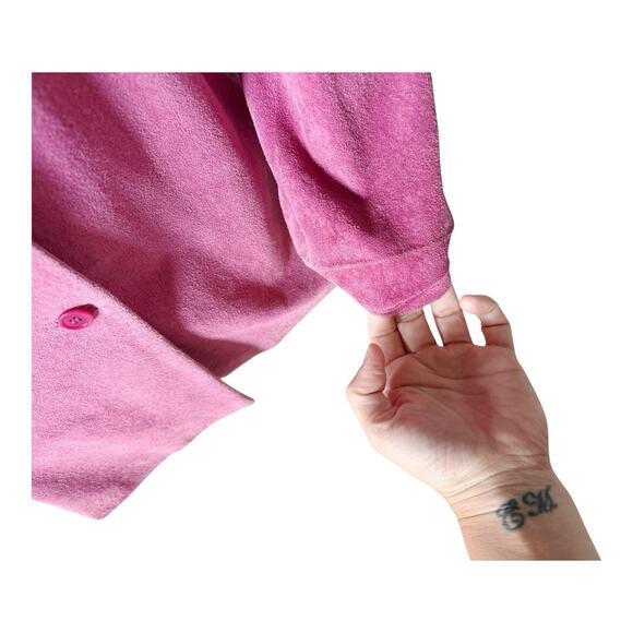 LIZ CLAIBORNE Collection Womens Size XL Pink Suede Vintage Button Up Jacket Coat - Picture 6 of 6